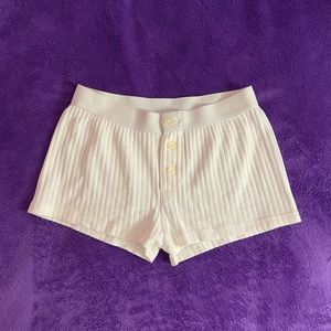 Brandy Melville White Sleep Shorts with 3 Buttons